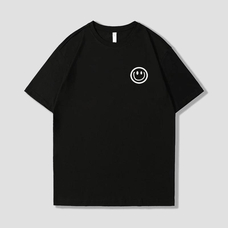 Летняя модная мужская футболка в стиле ретро с изображением улыбающегося лица из 100% хлопка с круглым вырезом и принтом, высокое качество, повседневная футболка для фитнеса и улицы