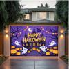 2D plane 1 piece of happy Halloween party banner - Ghost House decoration featuring bats ghosts and pumpkins