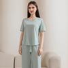 Women's Summer Pajama Set Round Neck Short Sleeve Top And Pants Sleepwear Set Casual Loose Two Piece Lounge Set