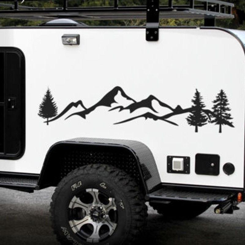 SUV RV Camper Offroad 100cm Tree Mountain Car Decor PET Reflective Forest Car Sticker Decal Mayitr