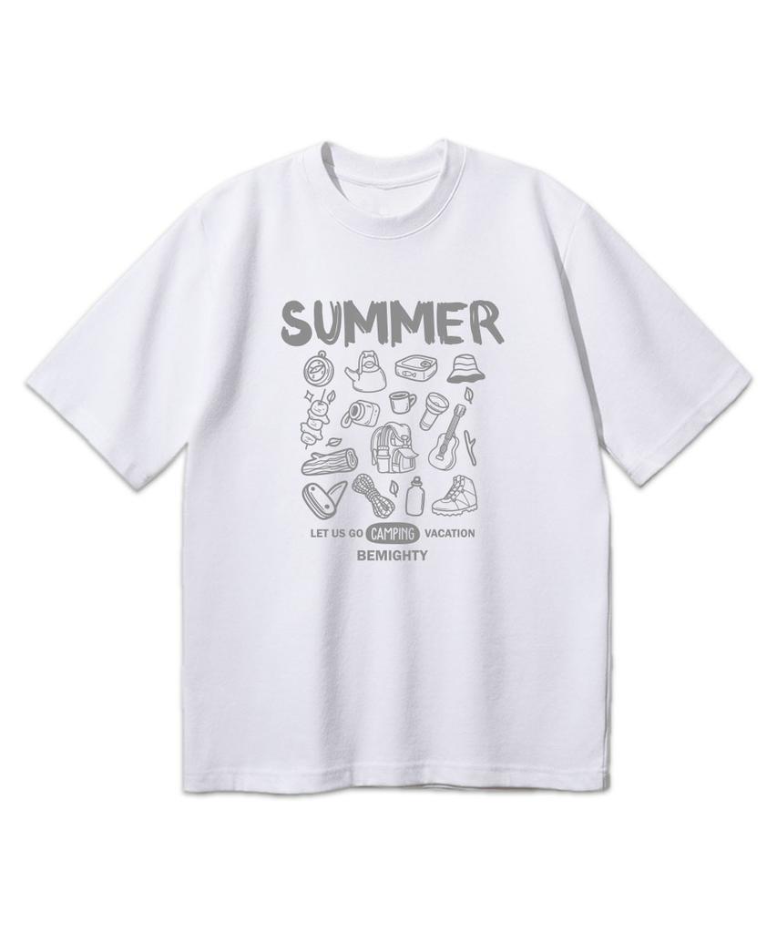 BEMIGHTY Summer Camp Oversized Short Sleeve T-Shirt [Oatmeal] (B Type)