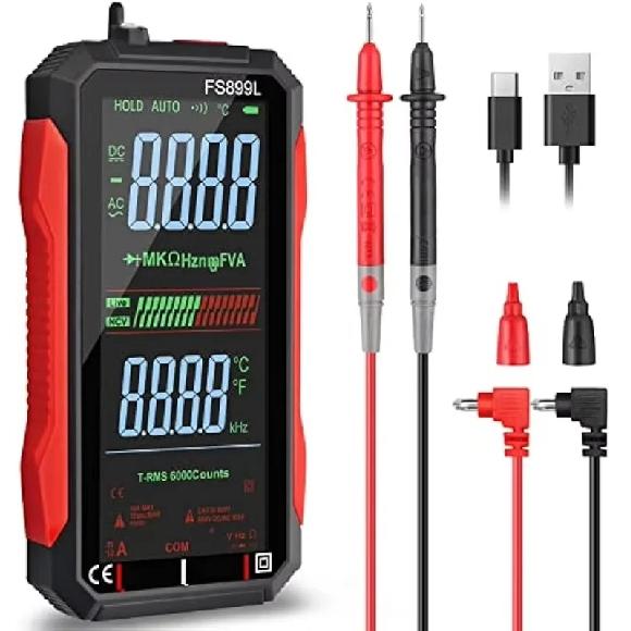 Смарт цифровой мультиметр True RMS 6000 отсчетов 4,8" большой экран автодиапазон емкость Ом Гц диод проверка под напряжением USB инструменты для ремонта
