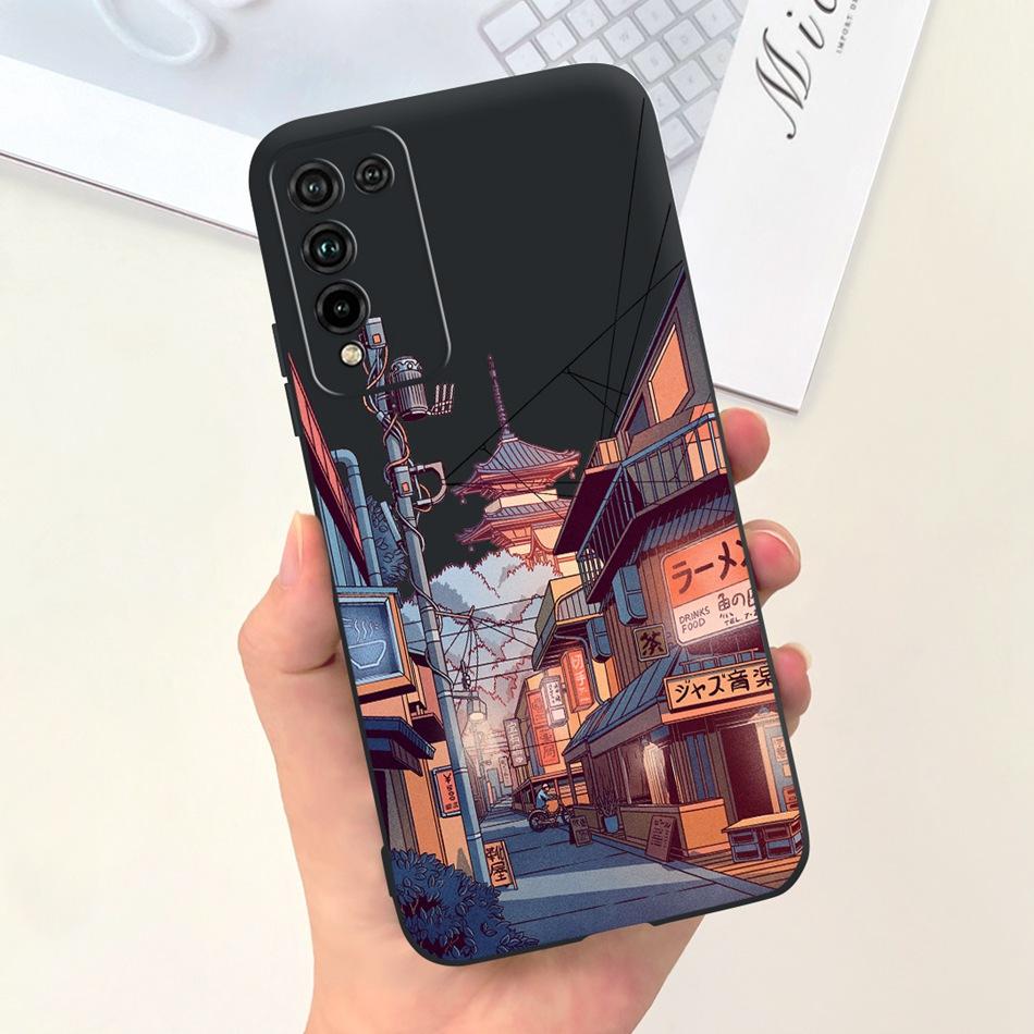 For Honor 10X Lite Phone Case Honor 10Xlite DNN-LX9 Fashion Moon Design Soft Silicon Shockproof Protective Cover Bumper