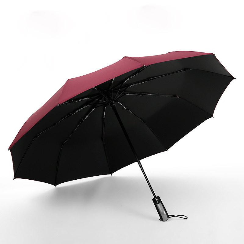 Automatic Umbrella Easy Carry for Men and Women, Windproof Anti-UV 10Ribs, 3 Folding, Wind Resistant, Auto, Luxury, Big
