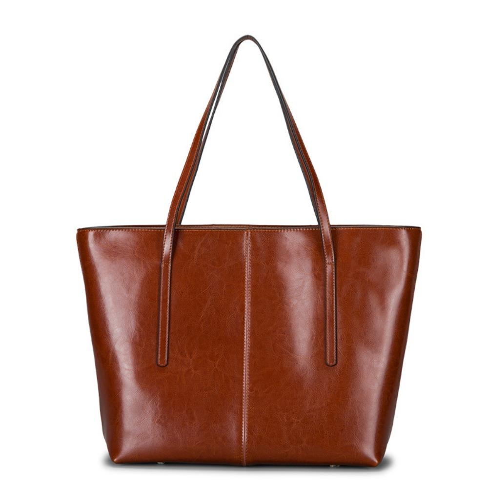 Large Bag Women's Shoulder Bag Commuter Tote Bag Cowhide Portable Large-capacity Women's Bag