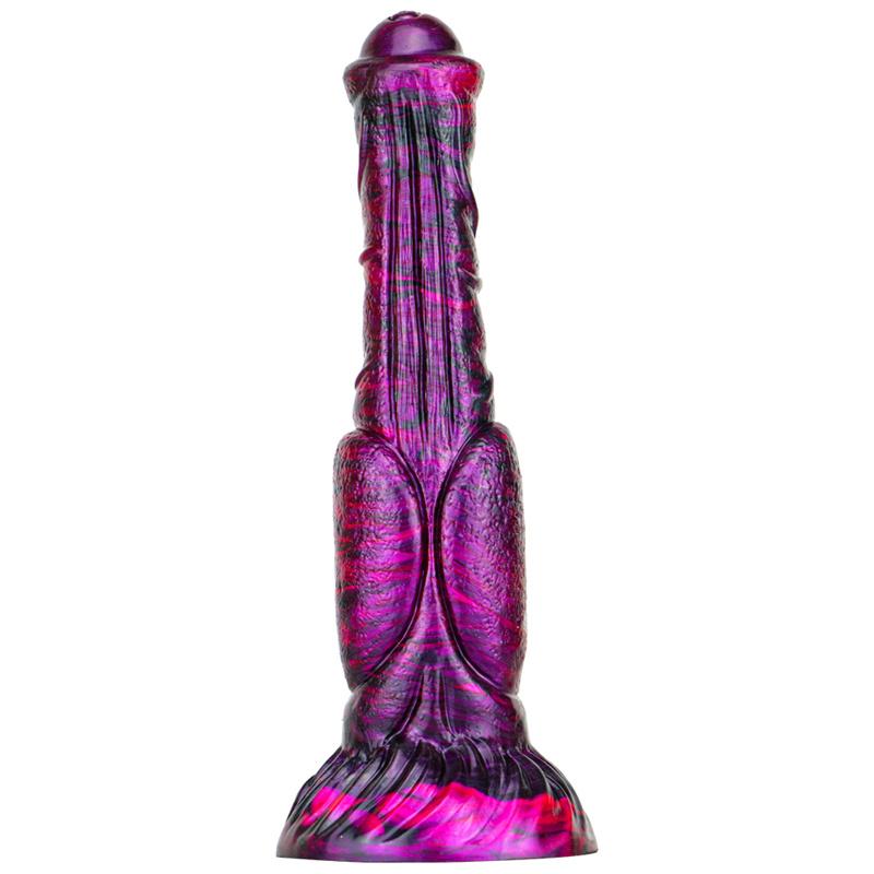 Eggless Horse Cock Mixed Color Liquid Silicone Dildo Female with Oversized Backyard Expansion Anal Masturbator