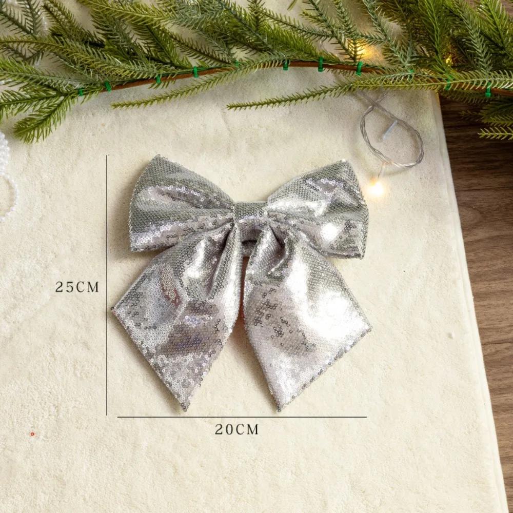 Exquisite Cloth Sequin Fabric Bow No-fading Gold/Pink/Red Hanging Xmas Ornament Christmas Tree Accessories Home Decor