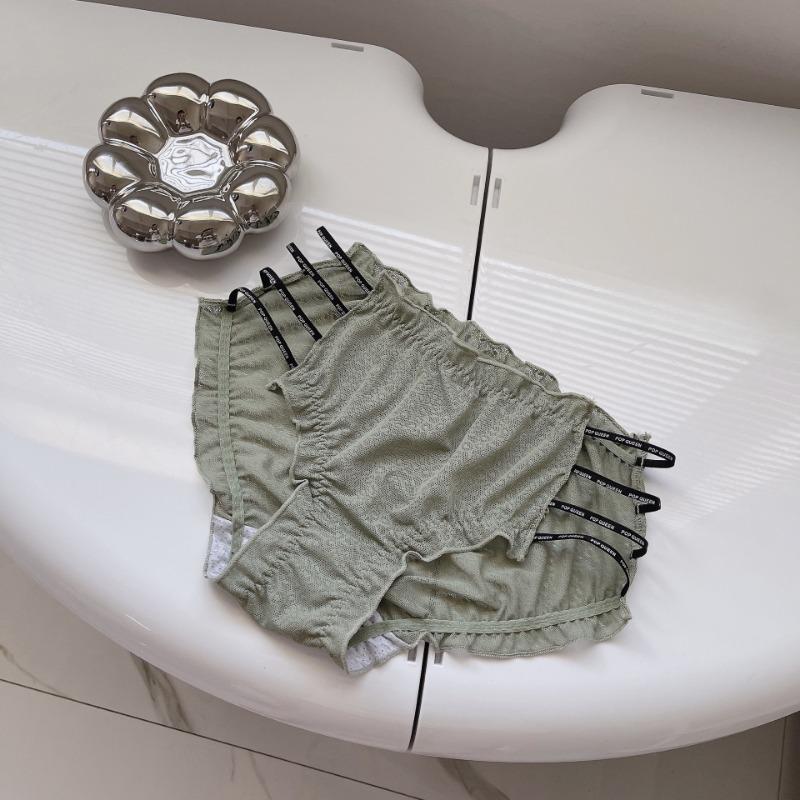 Side Slit with Letters Knickers Mature Sexy Lace Underwear for Women Mid Waist Without Lingerie Hip Compression Panties