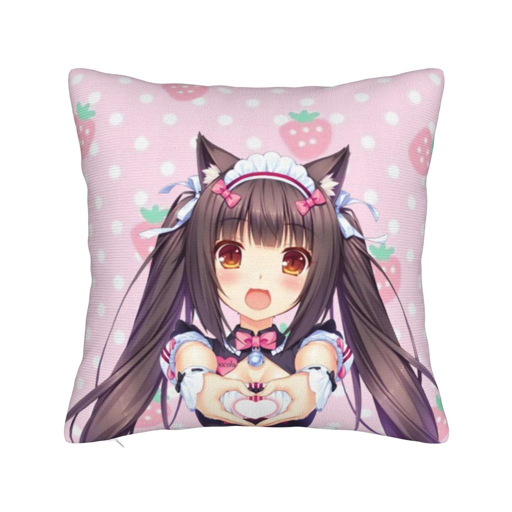 Pillow Case Super Kawaii Game Nekopara Chocola Vanilla Square  Pillow Cover For Living Room Bed Chair Fashion Pillowcases