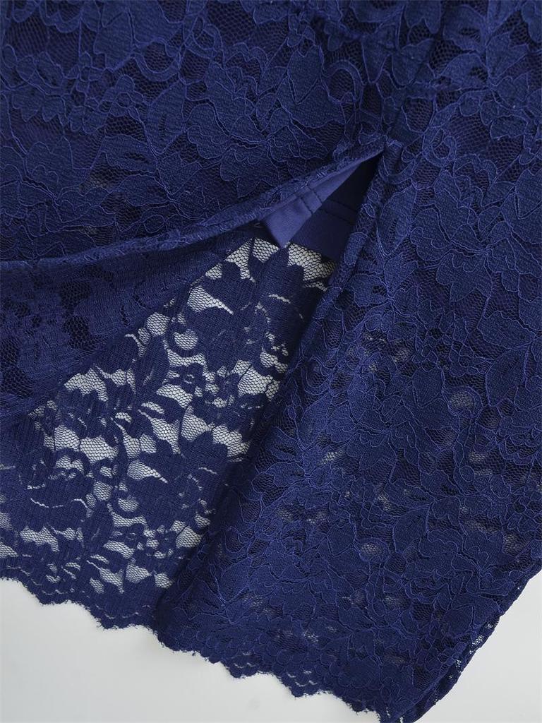 Тонкая кружевная юбка-миди с высокой талией для женщин, весна и осень