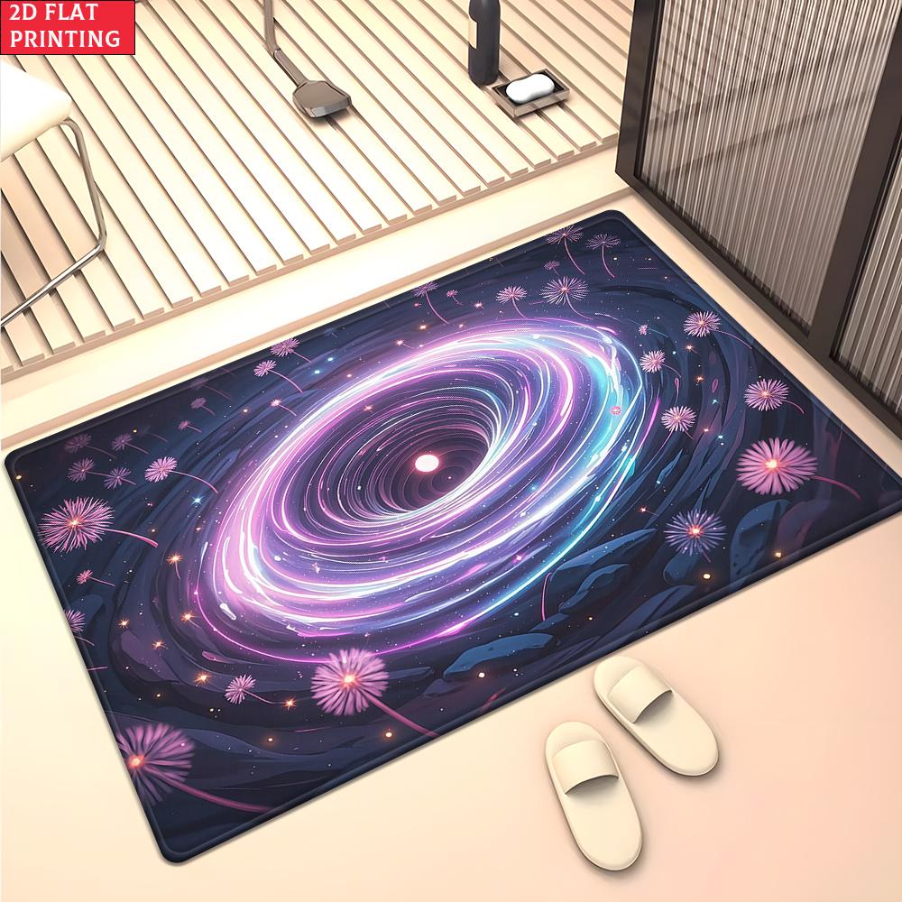 Aesthetic Butterfly Galaxy Floral Area Rug,Colorful Swirl Flower Carpet for Living Room, Boho Floor Mat for Bedroom Decor