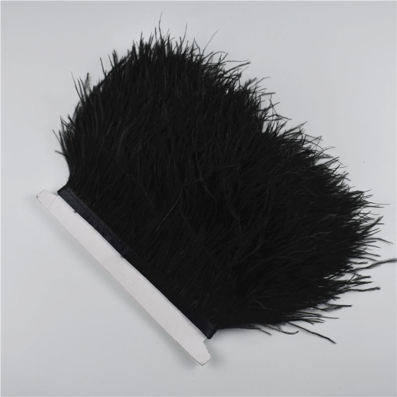 1M 5M 10Meter 8-10CM Black Ostrich Feather Trims Natural White Ostrich Feather for Craft Ribbon Fringe for Skirt Party Clothing