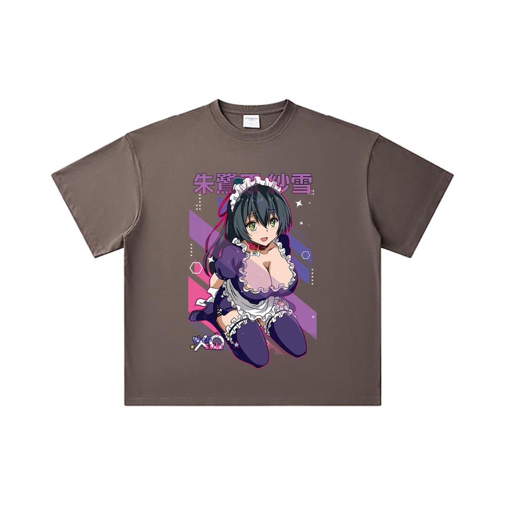Хлопковая футболка унисекс Hensuki V1 Sayuki Print, 260 г/м², двойная пряжа, 32 счет, 100% хлопок, тяжелый хлопок