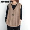 Women Vest Sleeveless Sweater Solid Vintage Outerwear V-Neck Knitted Top Female Simple Women's Vest Autumn Winter