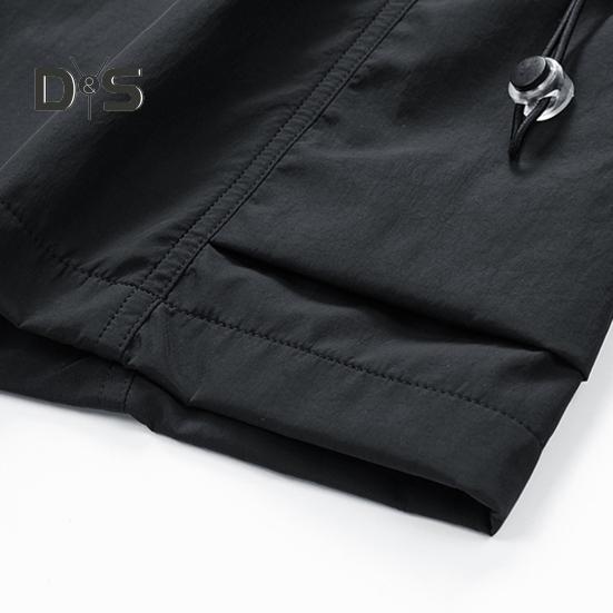 Мужские шорты, регулируемые, с эластичной резинкой на талии, спортивные шорты с несколькими карманами, однотонные, свободного кроя, повседневные шорты