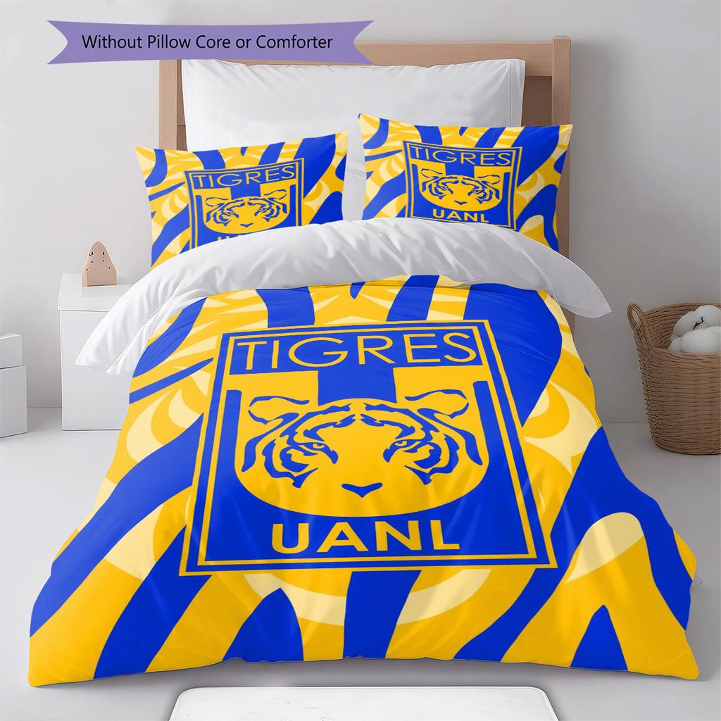 Tigres UANL Pattern Bedding Set Quilt Cover Pillowcase Home Decor Gift (1 * duvet cover + 2 * pillowcase, without core)