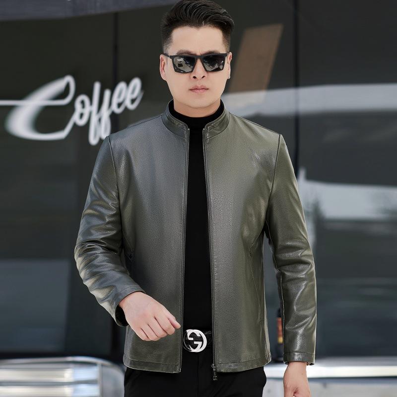 Кожаная куртка для мужчин среднего возраста, осенне-зимняя, большой размер, одинарная куртка плюс бархатная куртка-папа, тонкий срез