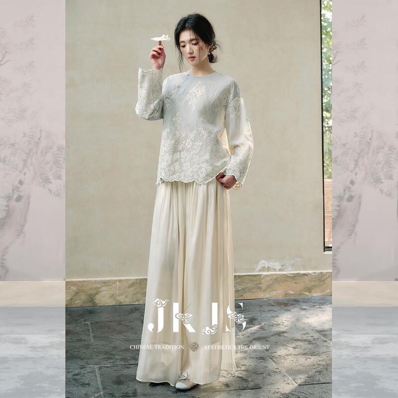 JK&JS Embroidered New Chinese Style Slanted Placket Blouse