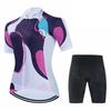 Womens Short Sleeve Cycling Jersey Set Breathable Quick Dry Biking Outfit Outdoor Sports