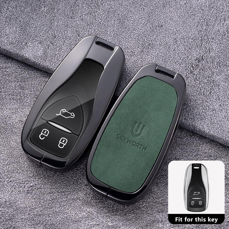Кожаный брелок для ключей автомобиля из цинкового сплава для SKYWORTH SKYWELL ET5 EV6 HT-i, защитный чехол-оболочка, держатель-брелок, аксессуары