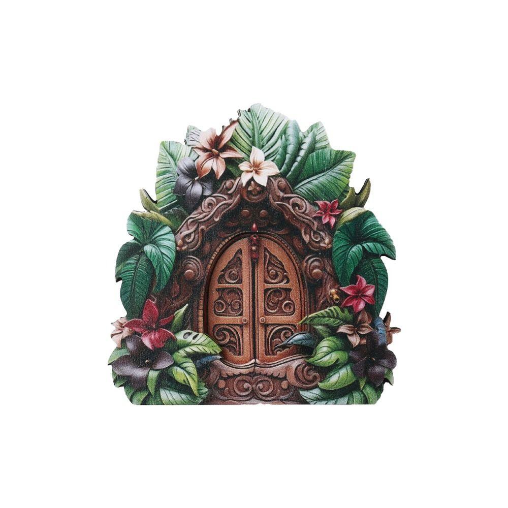 Wooden Elf Door Art Statues Handmade Fairy Gardens Doors Windows Door Miniature Garden Decorations