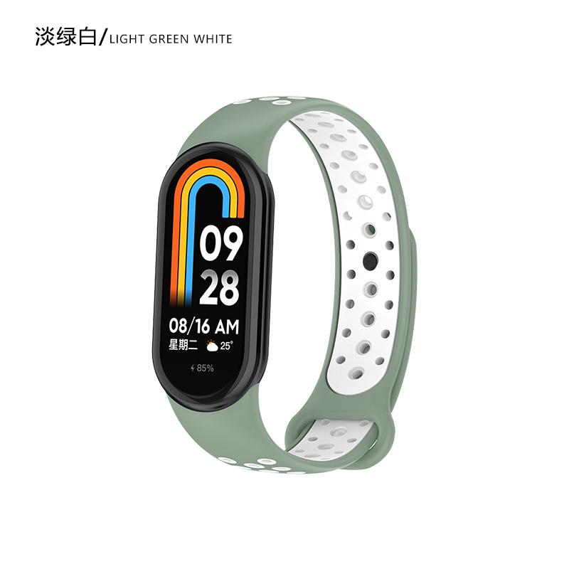 Двухцветный силиконовый ремешок для умных часов Xiaomi Mi Band 10/9/8 Сменный ремешок для Mi Band 8/9/10 Спортивный браслет Аксессуары