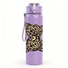 1PC Brown Leopard Fur Pattern Print 750ml Color Plastic Sports Water Bottle Leakproof Flip Straw Lid Suitable for Sports Office Home Use