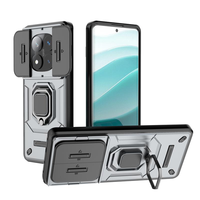 For Xiaomi Redmi Note 14 Pro Plus 5G Case Slide Camera Shockproof Armor Case For Redmi Note 14 Pro+ Magnetic Ring Stand Cover