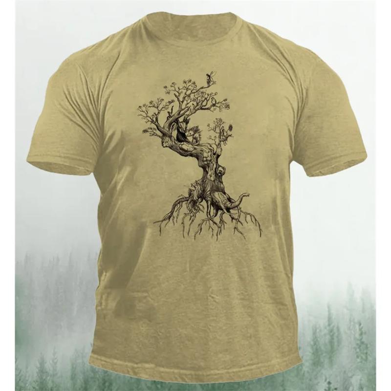 Винтажные футболки с 3D-принтом в виде дерева, свободные, оверсайз, модные, спортивные топы, уличные, повседневные мужские футболки