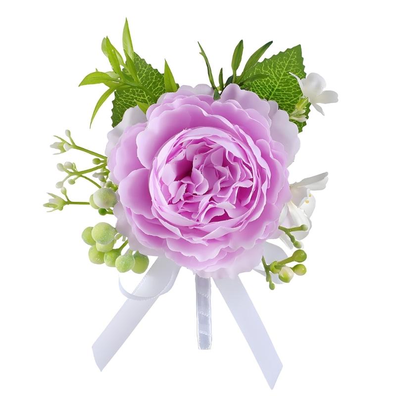Simulated Rose Wrist Corsage Artificial Rose Wedding Boutonniere for Groom Bridesmaid Wedding Bridal Showers Proms