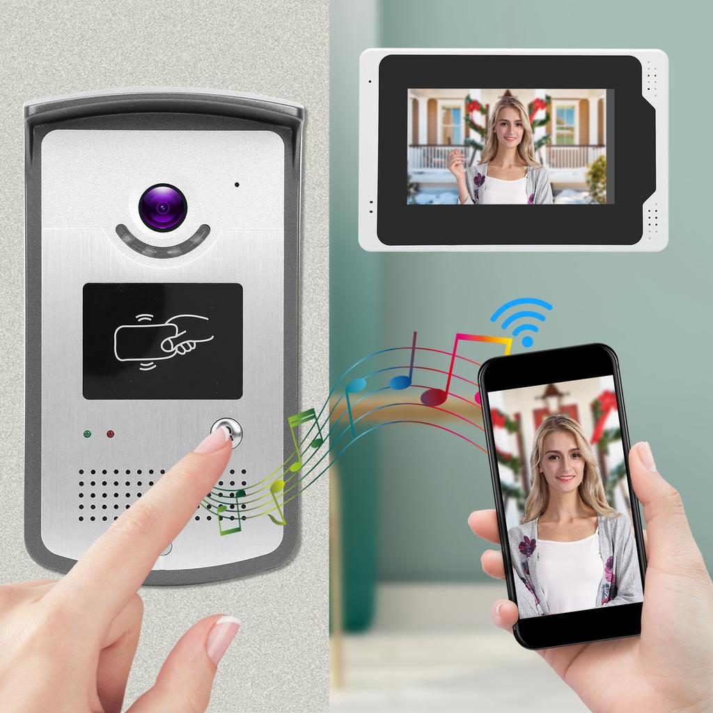 7-дюймовая 1080P WiFi видеокарта дверной звонок домофон 2 наружных блока TFT экран защита от дождя ночное видение для