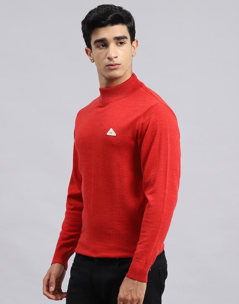 Monte Carlo Red Papper Mix Solid T Neck Sweater