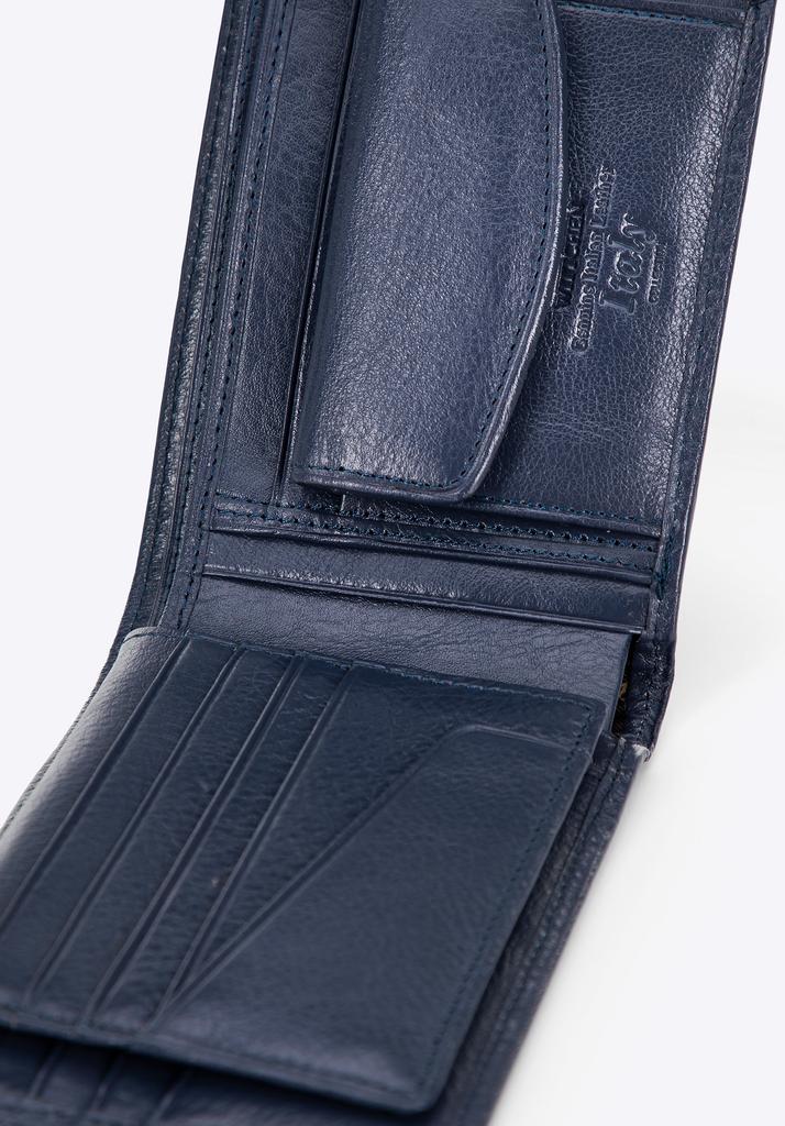 Wittchen Men's Leather Wallet With A Lapel Panel, Navy Blue, Natural Leather