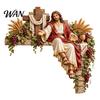 Spiritual Wall Decor for Bedroom Christian Door Corner Sign, Wood Jesus Religious Art, 2D Wooden Gift Friends Flat Faith-Inspired Frame Topper