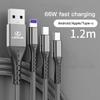 PEOB7 Car Data Cable 3 In1 Mobile Phone Charging Cable Fast Charge Typec For Lexus IS500 LS460 RC200 LM300 LX NX350h LC UX CT RZ450e