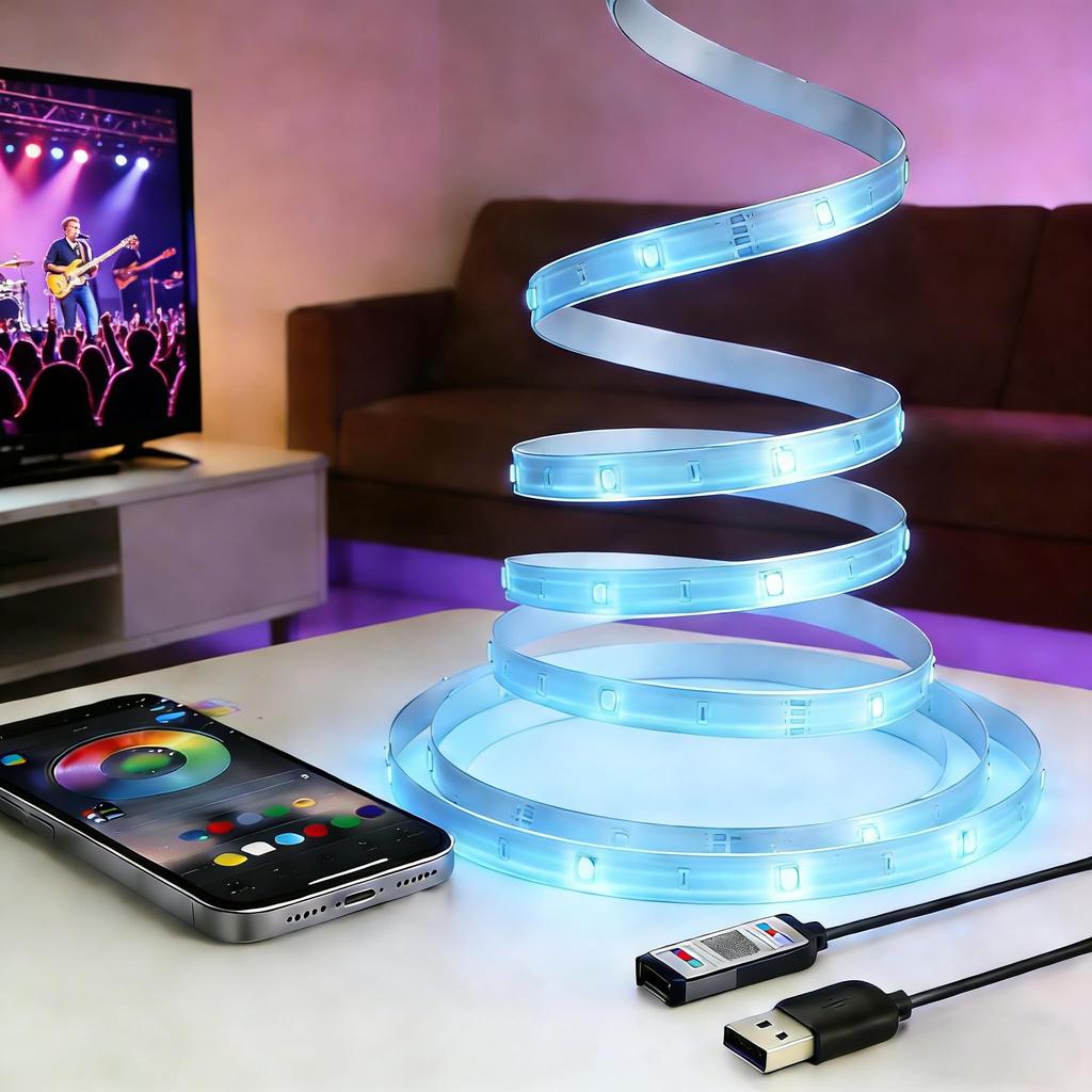 Светодиодная лента USB для освещения, с питанием, для шкафов, комнат, полок и т. д.. (1-5)