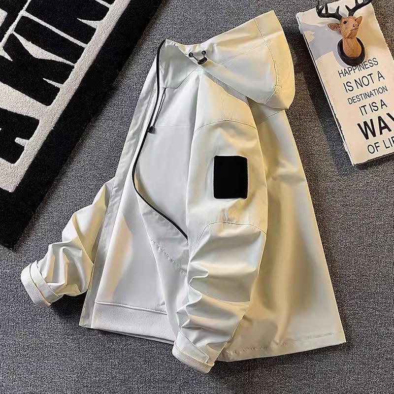 Mens Outdoor Windbreaker Jacket Casual Fall Hooded Cargo Hiking