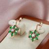 Зеленый Белый Циркон Цветок Висячие Серьги Женщины Темперамент Партии Ювелирных Изделий