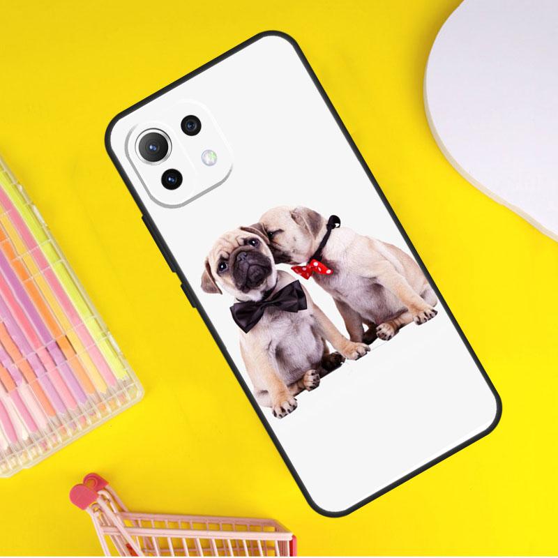 Чехол для Xiaomi 14 13 Ultra 11T 12T 13T 14T Pro POCO X7 Pro X3 X5 F3 F5 F6 M6 X6 Pro с изображением мопса, сидящего с бабочкой и розами