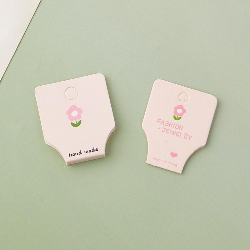 50Pcs Pink Flower Fold Packing Cardboard Display Cards For Handmade Necklace Bracelet Headwear Hairband Retail Hanging Labels