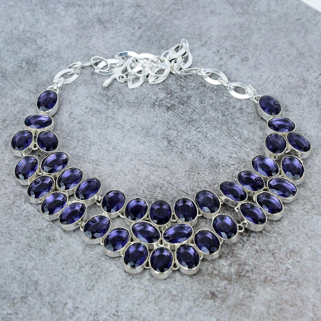 Amethyst Gemstone Handmade 925 Sterling Silver Jewelry Necklace 18" M-315