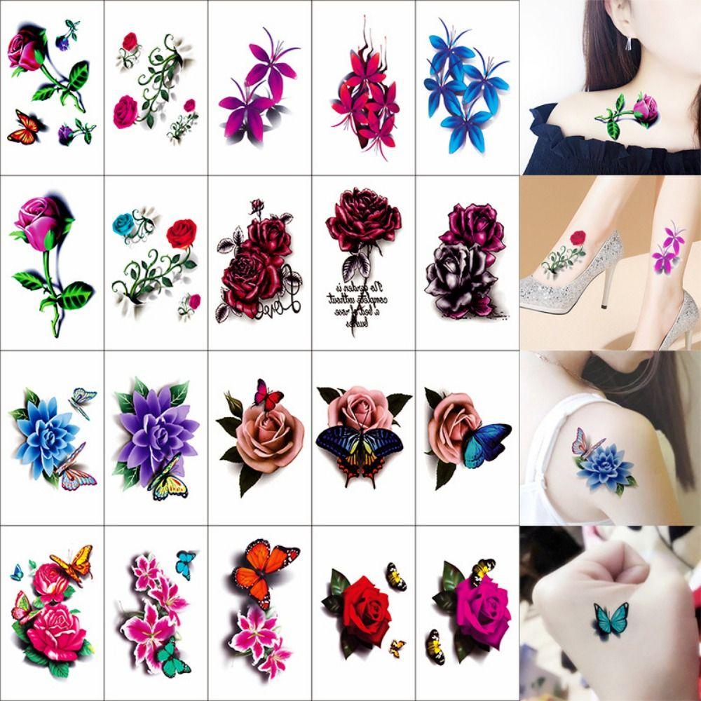 5/10/20/30/50 pcs 3D Texture Butterfly Tattoo Stickers Waterproof Flower Tattoo Stickers Gifts