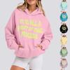 Толстовки для девочек-подростков с длинным рукавом и принтом букв, повседневные графические толстовки с капюшоном, пуловер с завязками, симпатичная толстовка большого размера