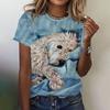 Summer Round Neck 3D Kawaii Dog Print Top Fashionable Casual Short Sleeved Women's T-shirts