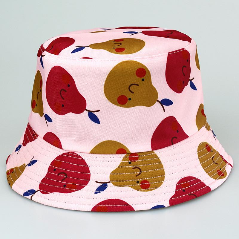 Fruit Patterned Tropical Colorful Basin Hat Reversible Wear Outdoor Protect Sun