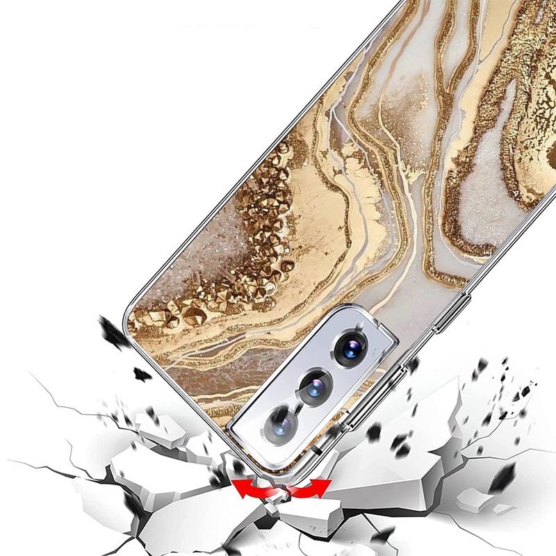 Fashion Gold Pink Geometric Marble Phone Case For Samsung Galaxy S24 S25 Edge S26 Ultra S23 S22 S21 Plus S20 FE + Personalized P