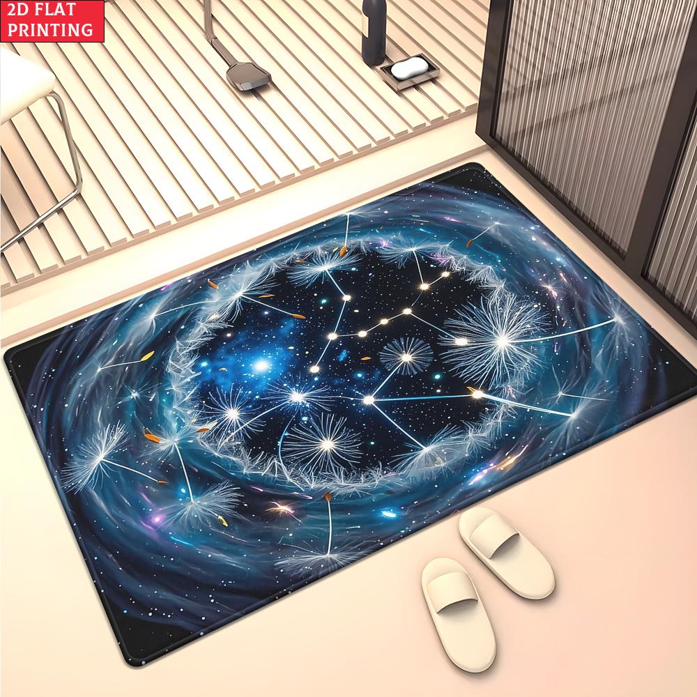 Aesthetic Butterfly Galaxy Floral Area Rug,Colorful Swirl Flower Carpet for Living Room, Boho Floor Mat for Bedroom Decor