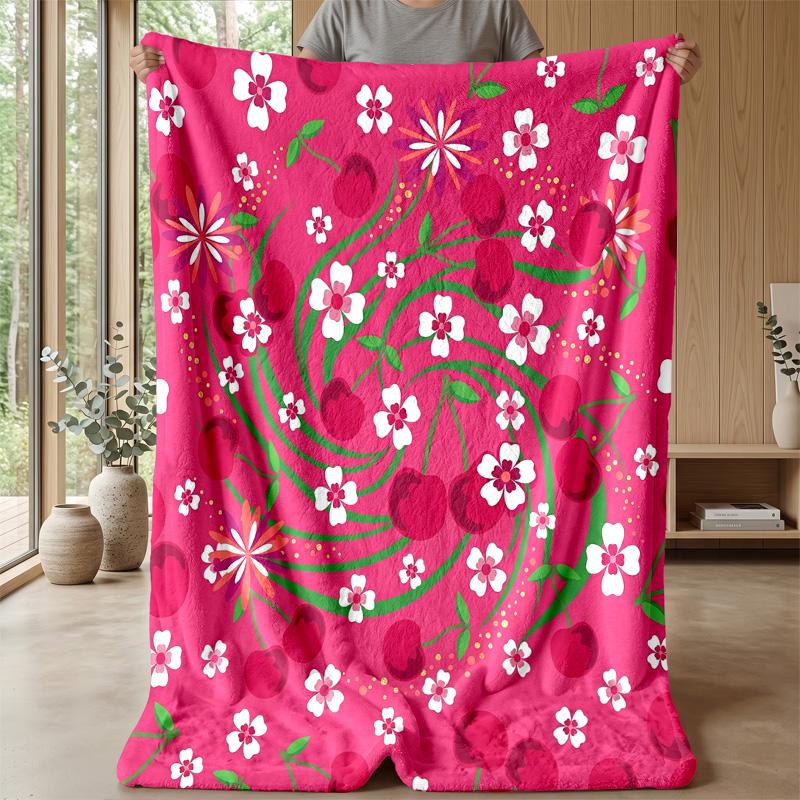 Flamingo and Watermelon Pattern Theme blanket Lightweight Warm Flannel Blanket Decorative Throw Blanket for Home Decoration