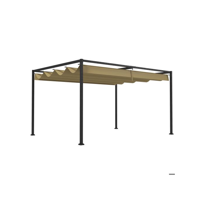 Outsunny Gazebo 4x3m Gazebo de jardin, toit de terrasse en acier, gazebo de jardin avec toit ajustable, couleur kaki