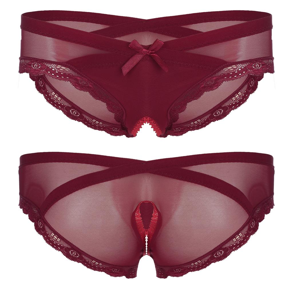 Мужские прозрачные сетчатые трусы без вырезов с низкой посадкой, трусы с кружевной отделкой, нижнее белье для трансвеститов Sissy